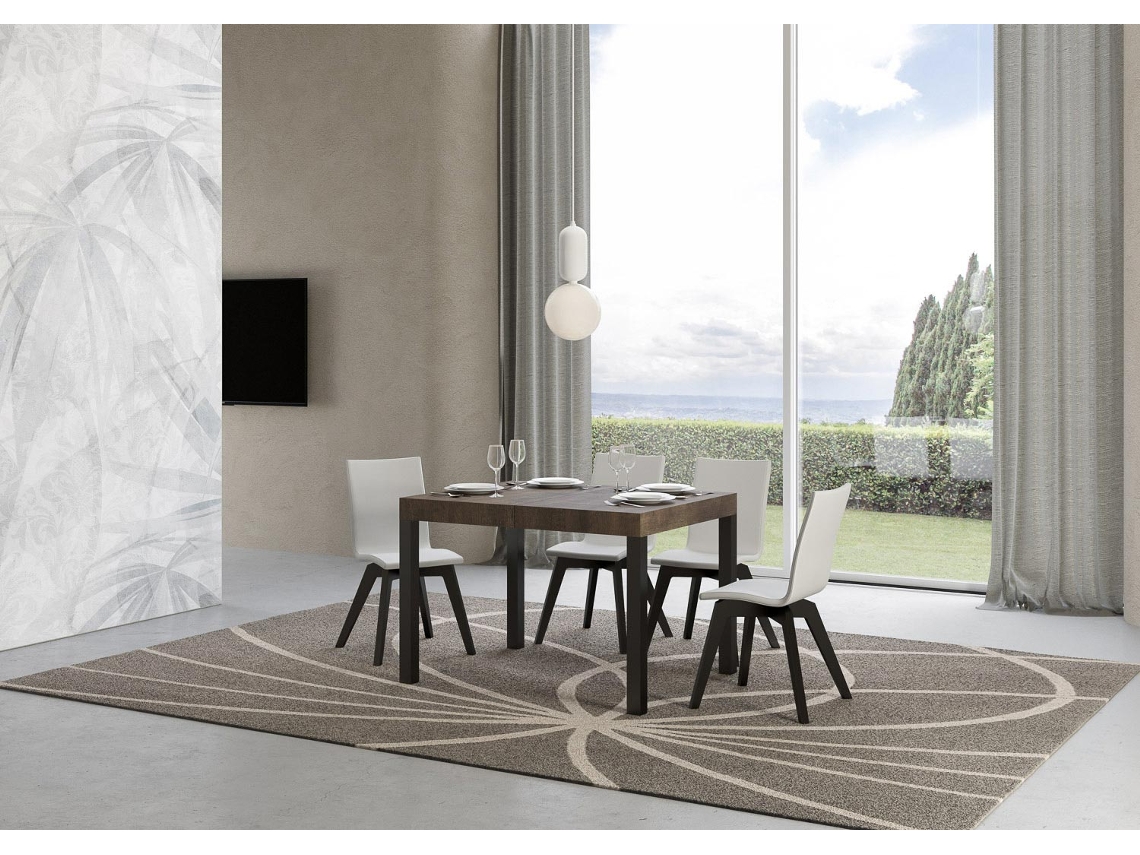 Mesa de Jantar Extensível 70X110/194 Cm Everyday Nogueira Quadro Antracite