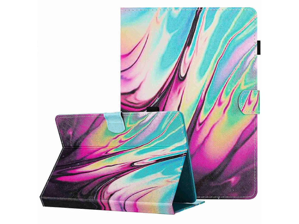 Capa de couro universal Webake com padrão de mármore e costura para tablet