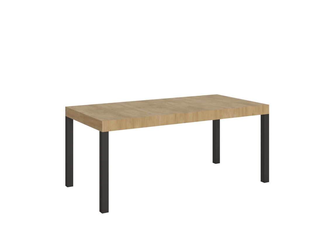 Mesa Extensível 200/304x90 Cm Carvalho Natural Para Uso Diário Com Pés Antracite Itamoby