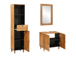 Conjunto de Móveis para Banheiro com Gaveta 3 Pcs Castanho MAISON EXCLUSIVE