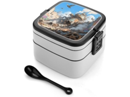 Marmita Bento Steampunk Ruínas Urbanas Com Camada Dupla Para Adultos, Com Colher E Alça, À Prova De Vazamentos, Marmita