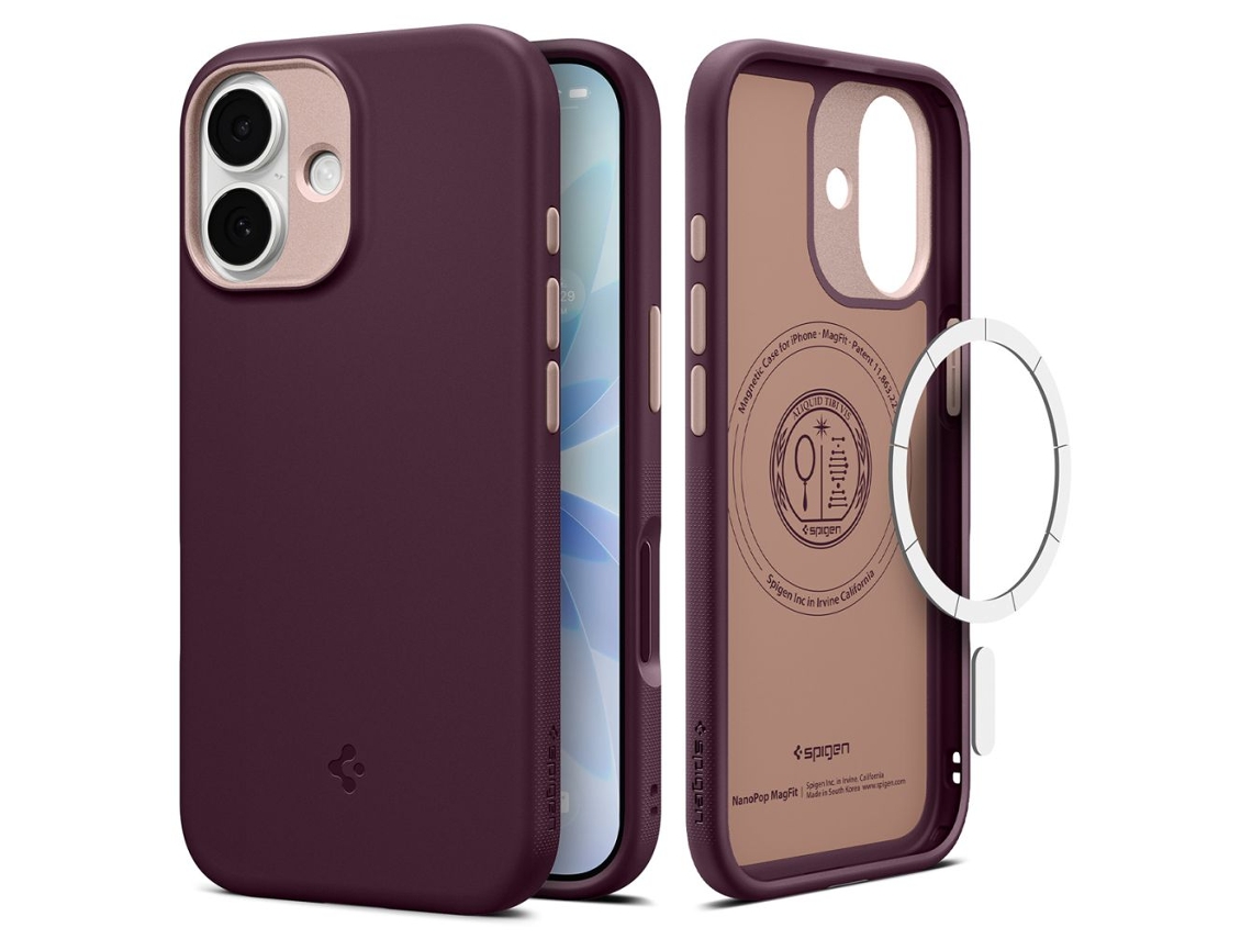 Capa Spigen Nano Pop Mag Para Magsafe Para Iphone 17, Cor Borgonha.