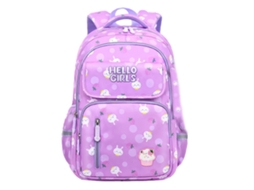 Mochila Escolar Infantil Fofa Com Desenho Animado, Leve E Resistente A Respingos, Na Cor Roxa.