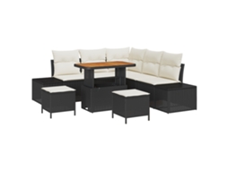 Conjunto 8 Conjunto De Sofá De Jardim Vidaxl Preto Vime Pe (90 X 55 X 71 Cm)
