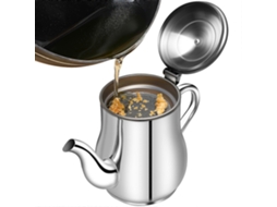 Separador De Gordura Em Aço Inoxidável, Coador De Óleo, Para Uso Doméstico E Na Cozinha, Com Controle De Dosagem, Cor Prata (1 Unidade).