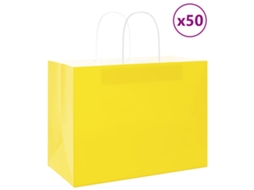 Vidaxl Sacos De Papel 50 Unid Com Alças Amarelo 32x17x25 Cm