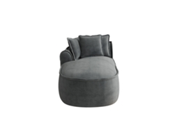 Sofá Com Chaise Longue Esquerda Em Chenille Com Almofadas, Moderno, Cinzento