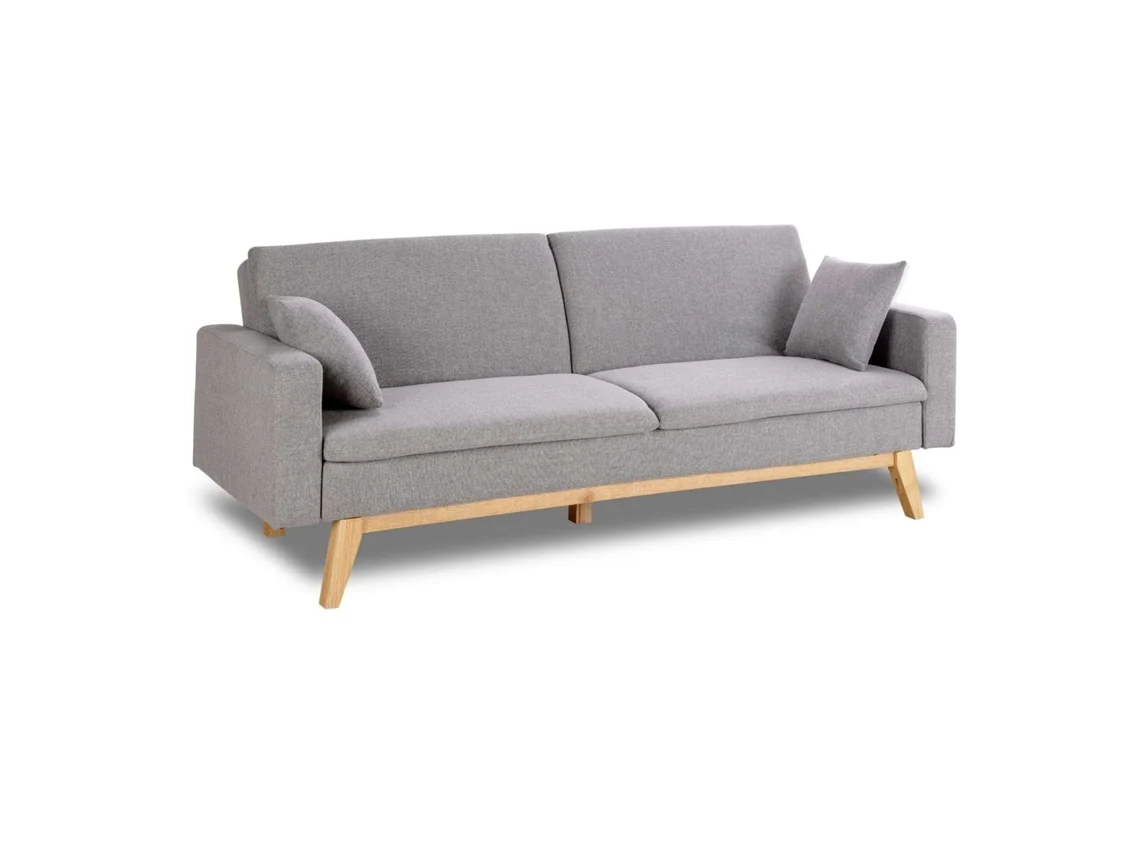 Sofá Cama Cinza Claro NALUI Reine 3 Lugares