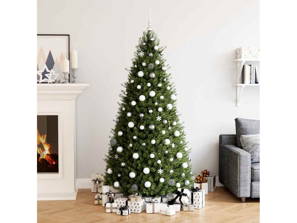 Vidaxl 111 Pcs Conjunto De Enfeites De Natal Poliestireno Branco/cinza