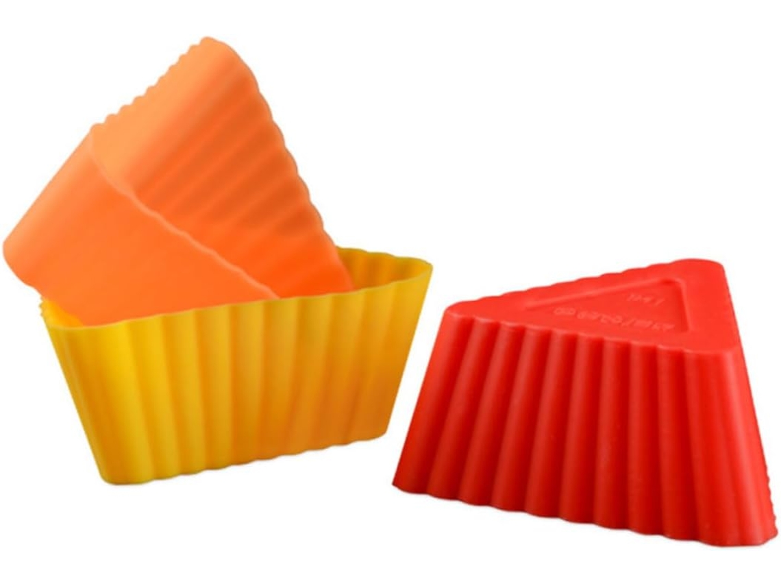 Formas Para Muffins, Em Silicone, Formato Triangular, Laranja