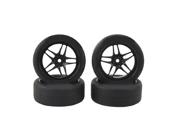 Conjunto De 4 Pneus E Rodas Rc 12mm Hex 26mm Largura Para Carro De Corrida Deslizante 1/10 Preto