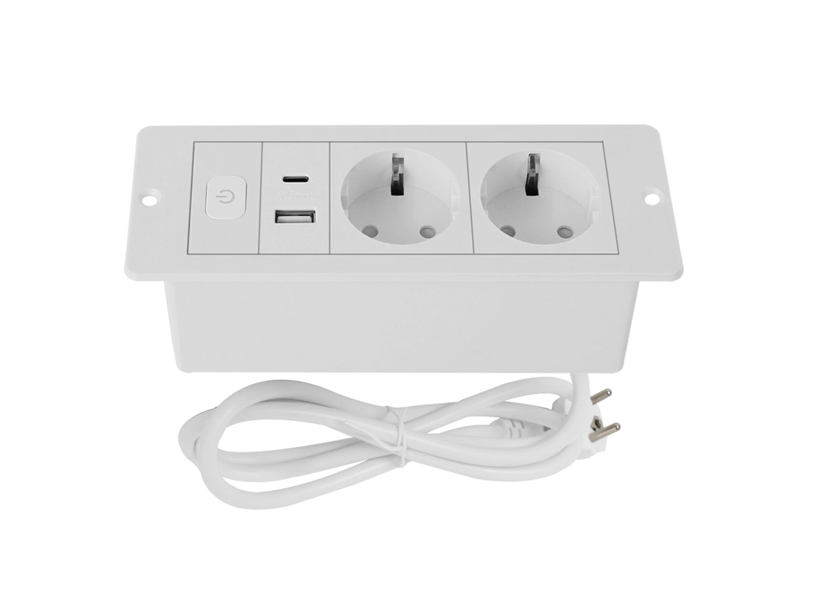 Régua De Tomadas Embutida 2025 Com 3 Usb Tipo C, Interruptor E Cabo Inclusos, Ideal Para Bancadas, Mesas Conferência, Escritórios Residências.