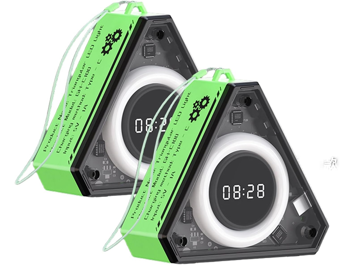 Conjunto de 2 Luminárias Mesa e Relógio com Três Níveis Brilho, Ideais para Mesas de Cabeceira, Bolsas e Camping BRILVIBERA (verde)