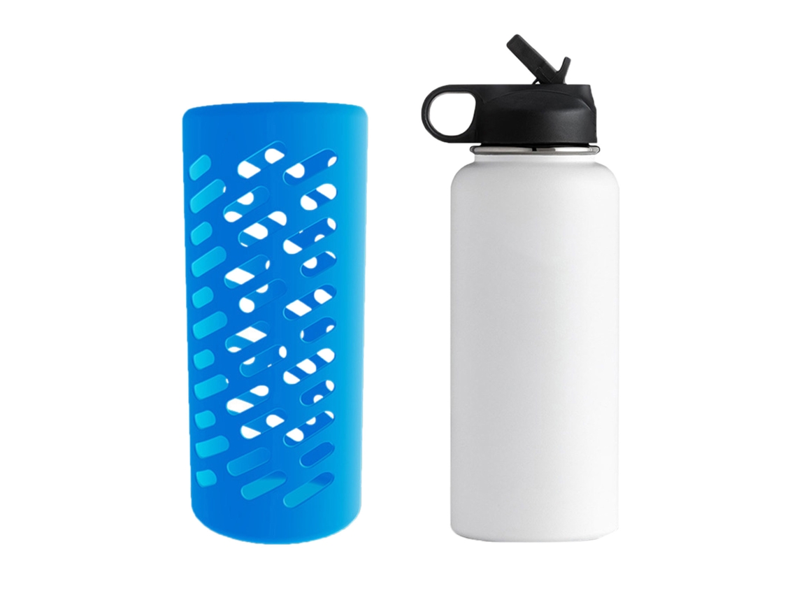 Manga protetora de silicone para garrafa de água isolada de 18oz, azul, para camping | S/MARCA