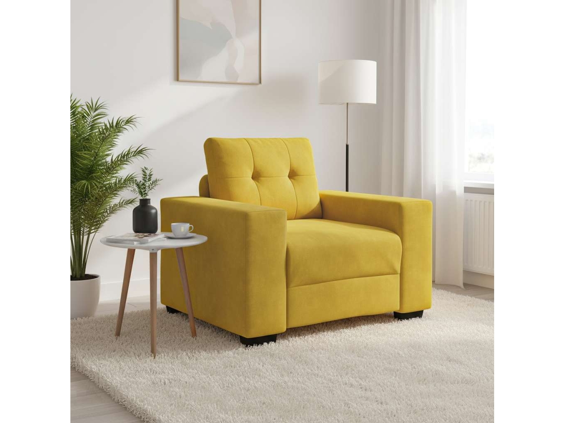Vidaxl Poltrona De Veludo Amarela, 100x78x80 Cm