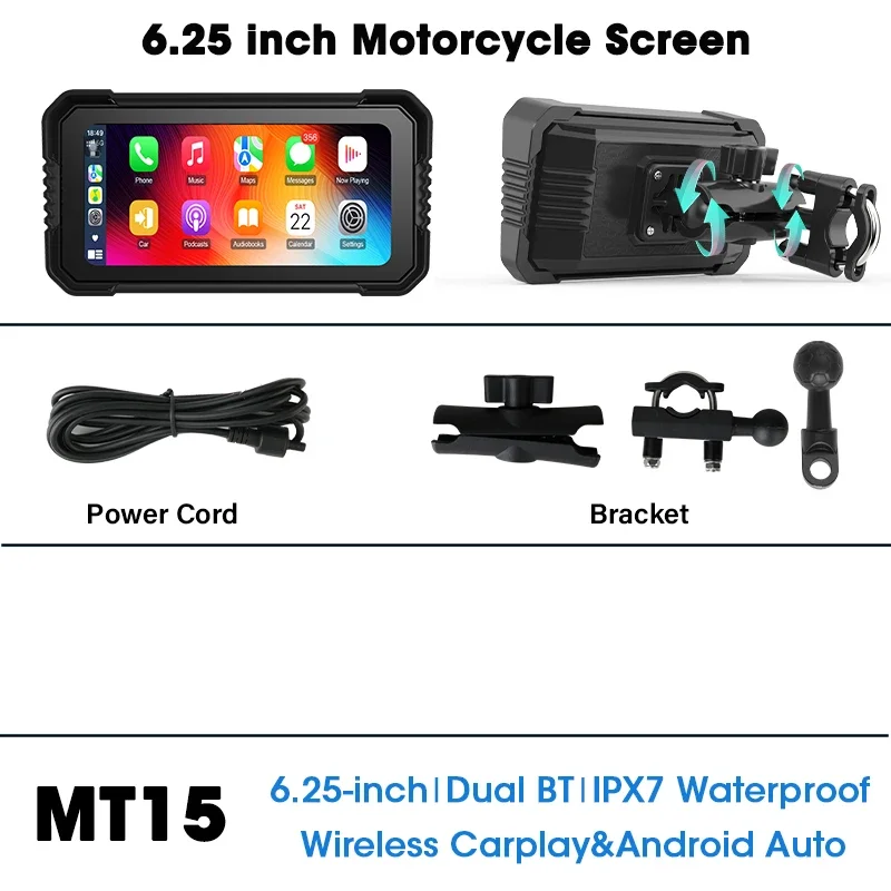 (carplay) Navegação Para Motocicleta De 6,25 Polegadas, À Prova D'água E Compatível Com Carplay.