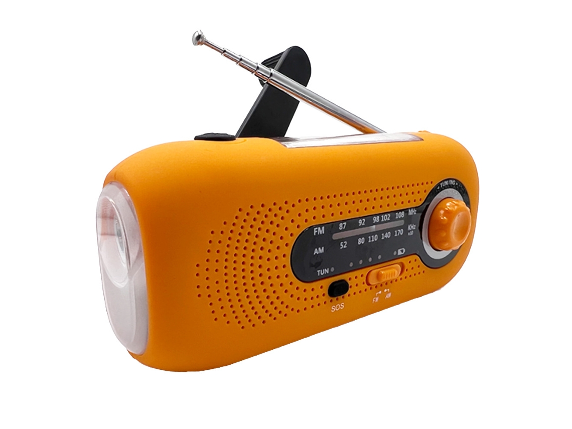 Rádio de Emergência AQUAFORGE com Manivela, Energia Solar, Lanterna e Bateria Externa 2000mAh