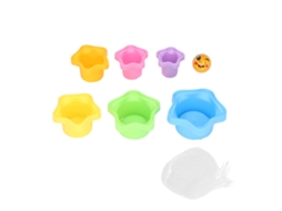 Primerox 6pcs Xícaras Empilháveis de Plástico Seguro com Fenda de Drenagem Brinquedos Educacionais para Bebês Acima de 6m