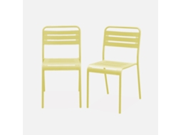 Cadeira De Jardim Bistrô Em Aço, Set De 2, Amarelo