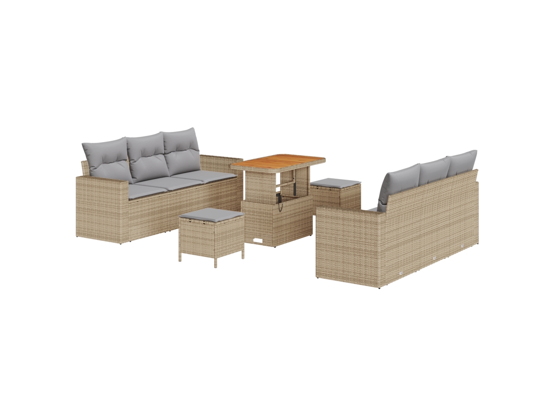 Conjunto 9 Conjunto De Sofá Modular Vidaxl Preto Vime Pe (90 X 55 X 71 Cm)