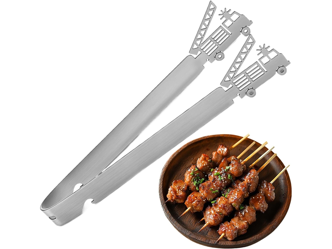 Pinça Para Churrasco De 29cm – Utensílio Cozinha Com Estampa Caminhão Bombeiros, Acessório Para Churrasco Próprio Lava