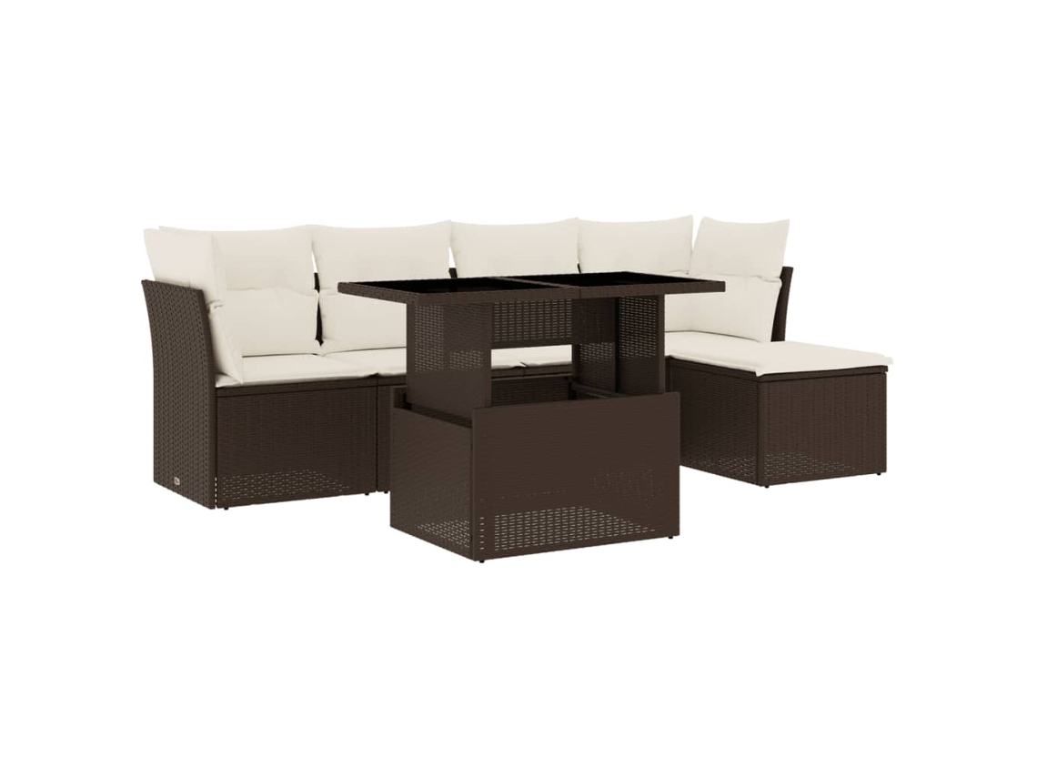 Conjunto de 6 Sofás Jardim com Almofadões Vime Pe Castanho MAISON EXCLUSIVE (80x200 cm)