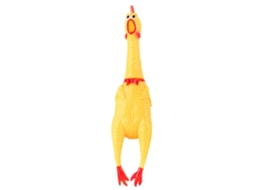 Brinquedo para animais de estimação ATS em forma de galinha amarela com apito, alivia o estresse, emite som de guincho e é seguro para adultos e crianças.