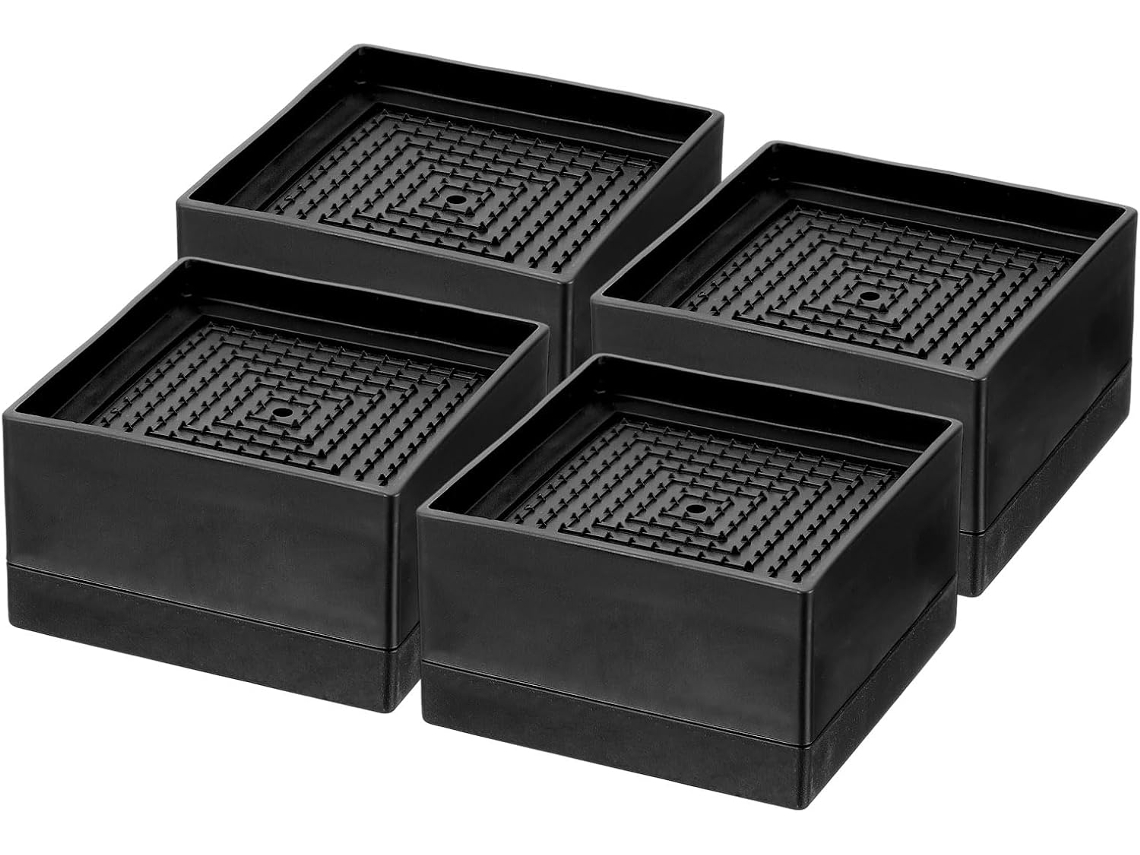 Elevadores De Móveis, Conjunto Com 4 Unidades, Blocos De Elevação Quadrados Empilháveis, Plástico De Alta Resistência, 1