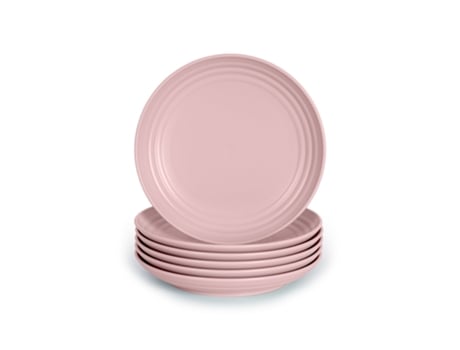 Conjunto de 6 Pratos de Jantar Clássicos Reutilizáveis 16 Cm Reutilizáveis PLASTIC FORTE (Rosa)