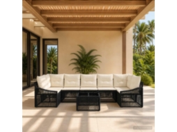 Vidaxl Conjunto De Sofá De Jardim 8 Unid. Preto Vime Pe