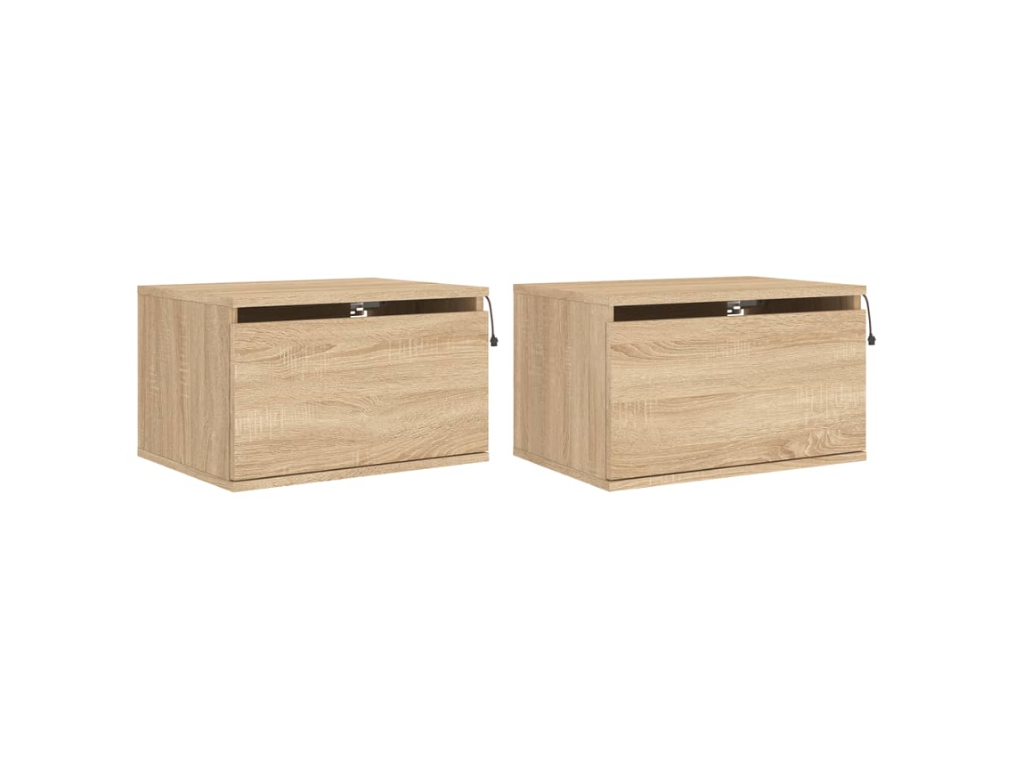 Wall-mounted Bedside Cabinet, Wall-mounted Bedside Cabinets Vidaxl Marrom Madeira Processada (n/a)
