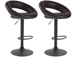 Conjunto de 2 bancos de bar Olinda em imitação de pele marrom/preto CLP
