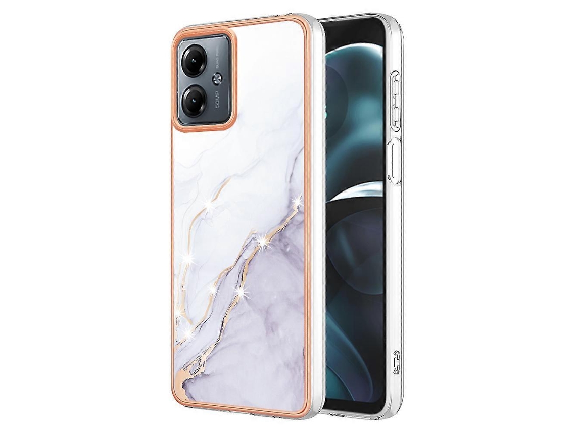 Capa Dupla Face Imd Com Efeito Mármore Eletrogalvanizado Para Motorola Moto G54