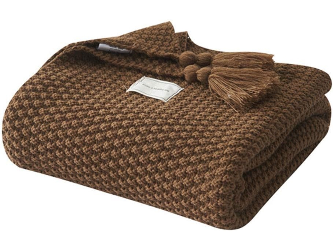 Manta Nórdica Tricotada À Mão, Modelo Elegante, Ideal Para Sofá, Cama Ou Como Manta, Em Poliéster E Algodão, 130x170cm