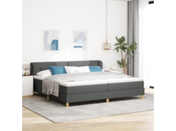 Cama Box Spring Com Colchão - Cinza Escuro, 200x200 Cm Tecido