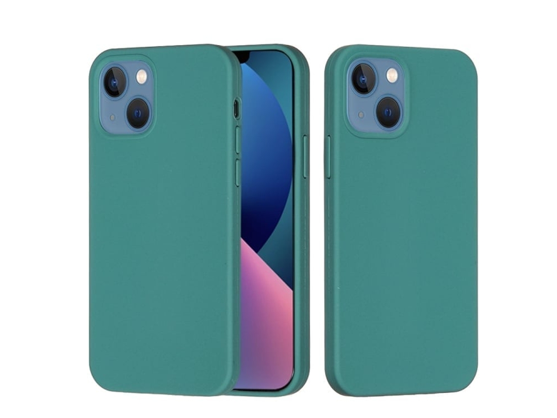 Capa De Silicone Para Iphone 14 Plus - Cor Sólida, Proteção Fina E Antiaderente - Verde Agulha De Pinheiro