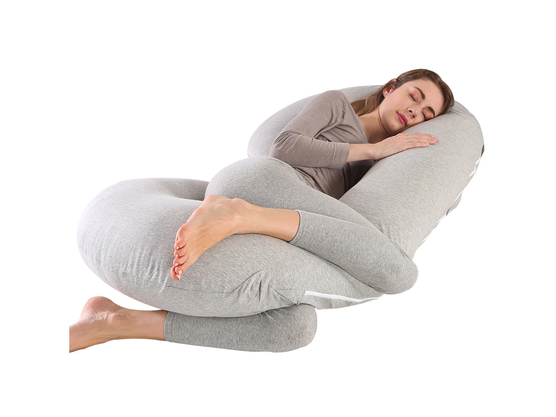 Almofada para Grávidas, Travesseiro de Apoio para o Corpo Todo, Alivia Dores nas Costas e Pescoço Gravidez SPQMENT (150x80cm cinza Claro)