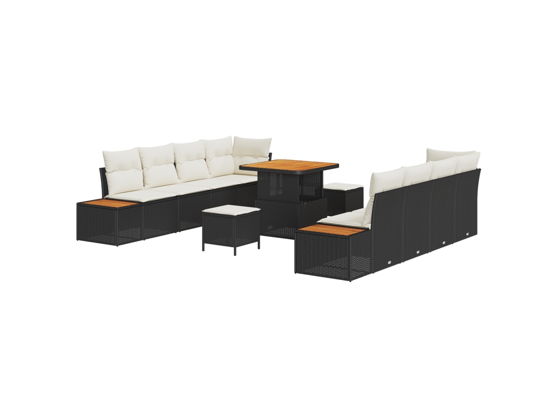 Conjunto 11 Conjunto De Sofá De Jardim Vidaxl Preto Vime Pe (80 X 80 X 71 Cm)