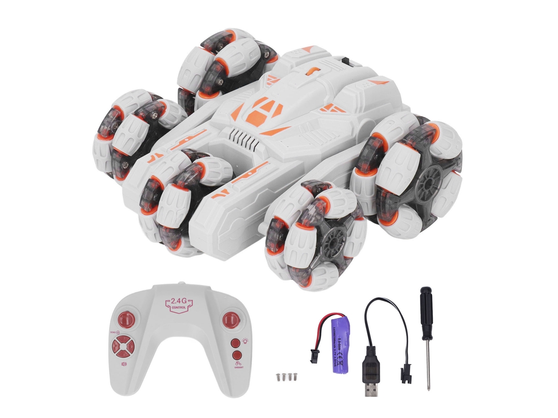 Primerox carro de Controle Remoto 5 Rodas Stunt 360° Rotating 2.4ghz Luzes para Crianças 8+ Anos Cinza