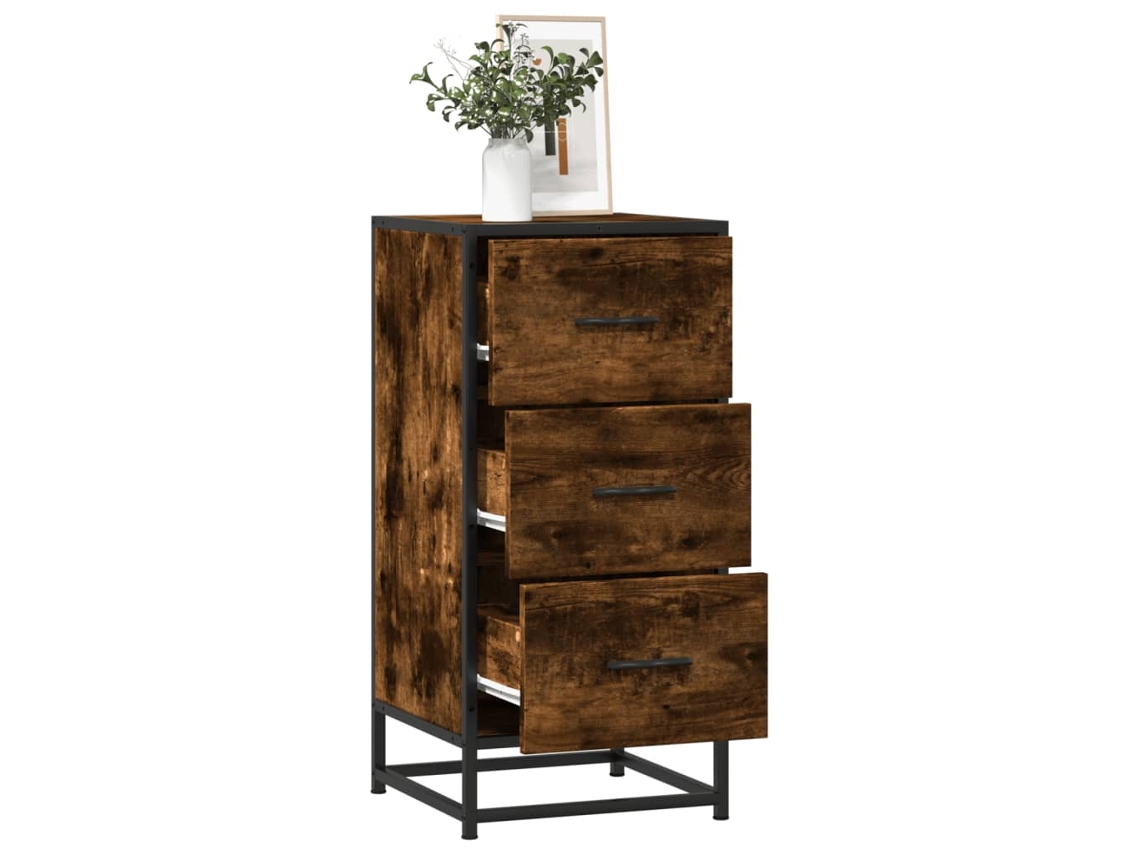 Aparador 35,5x35x76 cm Derivado madera/metal Roble Ahumado
