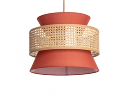 Candeeiro Suspenso Rattan e Tecido Chulu Terracota LEDKIA