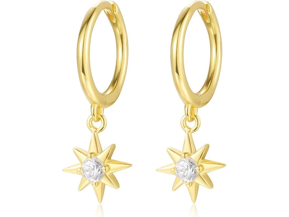 2026-aros De Pendientes Con Circonia Cúbica Estrella En Plata De Ley 925, Anti-alergia, Regalo