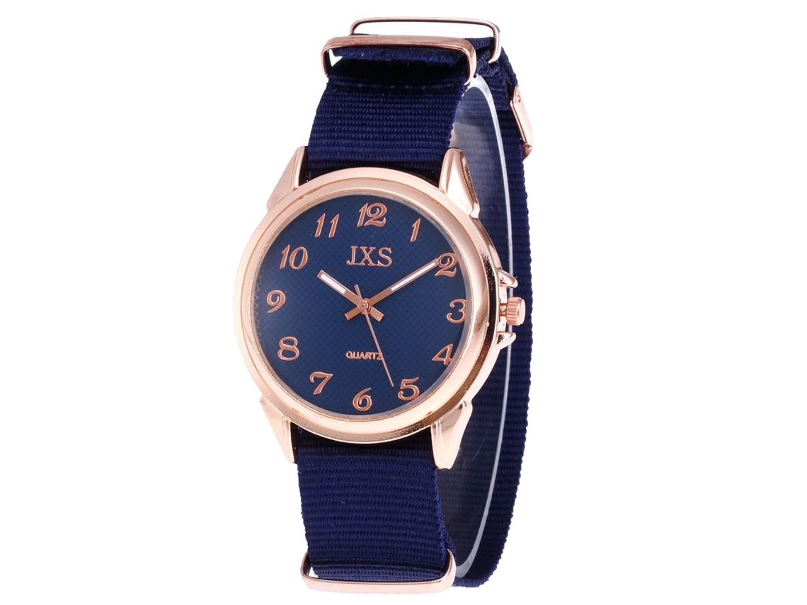 Relógio de Pulso Feminino de Quartzo com Pulseira de Lona Estilo Simples Azul