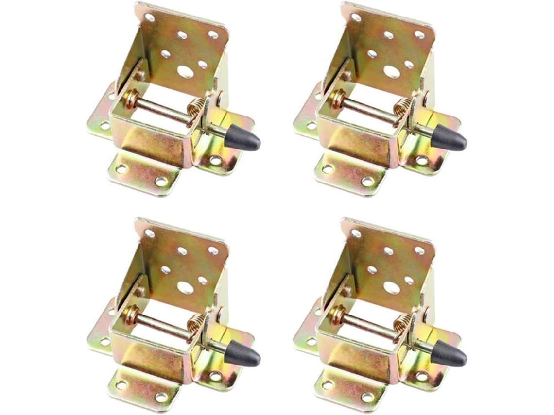 Conjunto De 4 Dobradiças Metal Com Trava Automática Para Pés Mesa E Cadeira Dobráveis