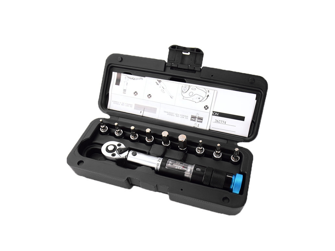 Chave De Torque Predefinida 1/4 Polegada 2-14nm 11pcs Com Estojo Para Reparos De Bicicleta Carro Casa