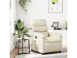 Vidaxl Poltrona De Massagem Reclinável Em Couro Sintético Creme