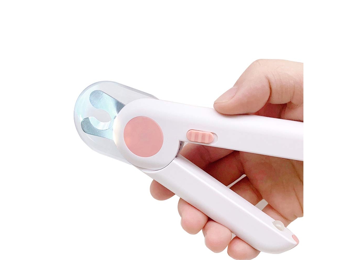 Cortador de unhas para animais de estimação com LED, seguro, antiderrapante, profissional, pequeno, médio, rosa.