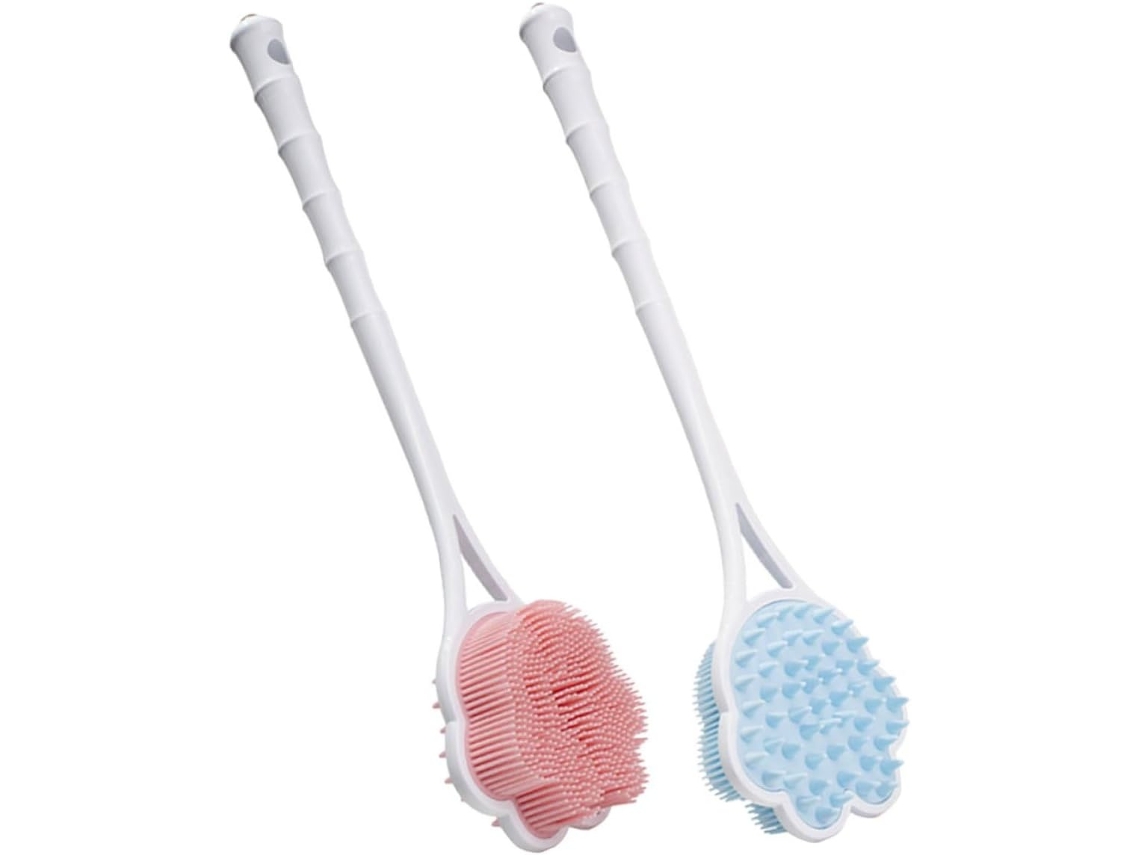 Lurelia Kit De 2 Escovas De Silicone Para Banho De Cuidado Corporal, Cabo Longo E Massagem Suave, Uso Diário Leve
