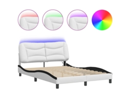 Bed Frame, Bed Frames Vidaxl Branco Couro Artificial (140 X 200 Cm)