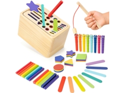 Caixa de Classificação Sensorial Multifuncional de Madeira, Brinquedo Educativo Montessori para Crianças a Partir de 1 Ano GERTIZ